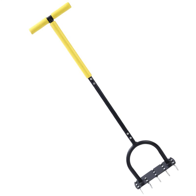Yard Aerator Lawn Aerator Spikes Aerating Tool Ergonomic T-Handle Garden Scarifier With Wide Foot Plate For Landscaping Farming