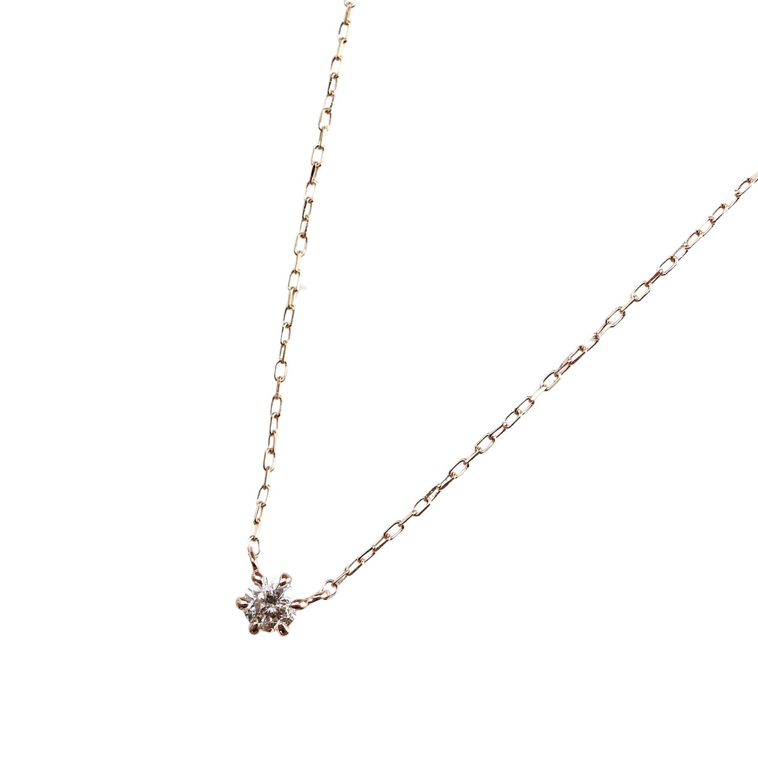 Diamond Necklace K10 Gold Double Small Gift sparkle of [Soi] (0.05ct / / / Pendant) Elegant, Delicate, (April Birthstone) (Sophisticated diamond)