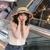 Hyunya Style Japanese Export Colorful Striped Hand-Woven Straw Hat Women'S Summer Sunshade Resort Beach