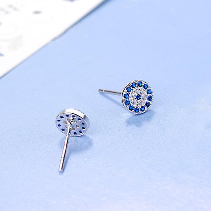 4 Styles Blue Crystals Devil 'S Eye Long Section Chain Geometric Circle Earrings 