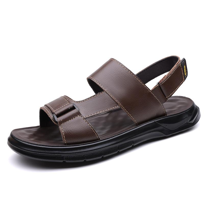 Sandals men's new first-layer cowhide tide summer non-slip outer wear beach shoes driving outside wear casual cool slippers