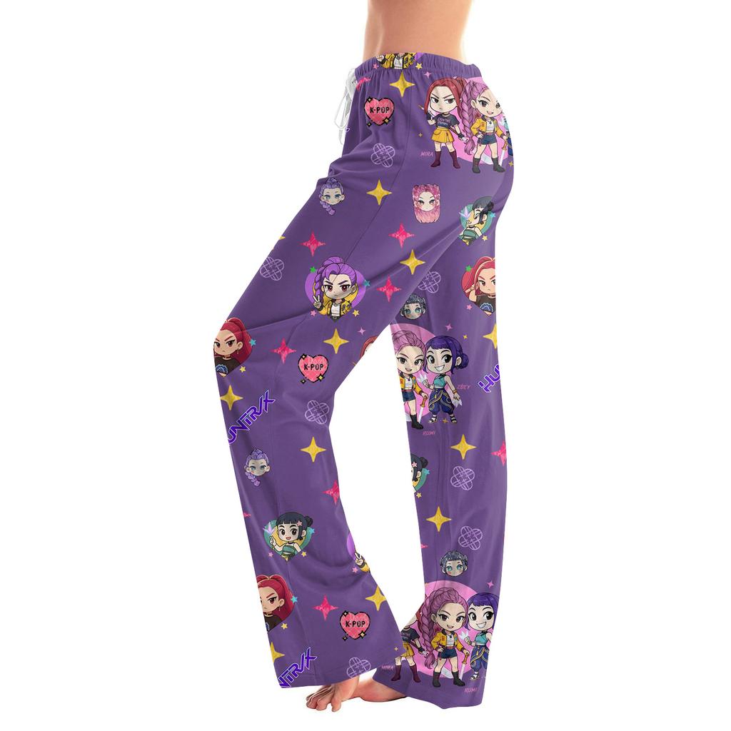Womens Pajama Pants Sleepwear Casual Drawstring Elastic Waist Pants Comfy Straight Yoga Loose Trousers