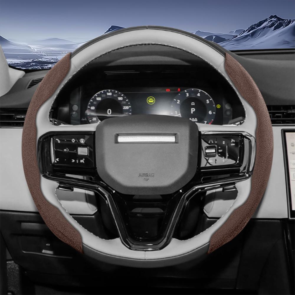 bpzsw1 Suitable for Land Rover Sports Suede Steering Wheel Cover, Split Snap-On Anti-Slip Style, for Models Such as Defender, Range Rover, Evoque, 
