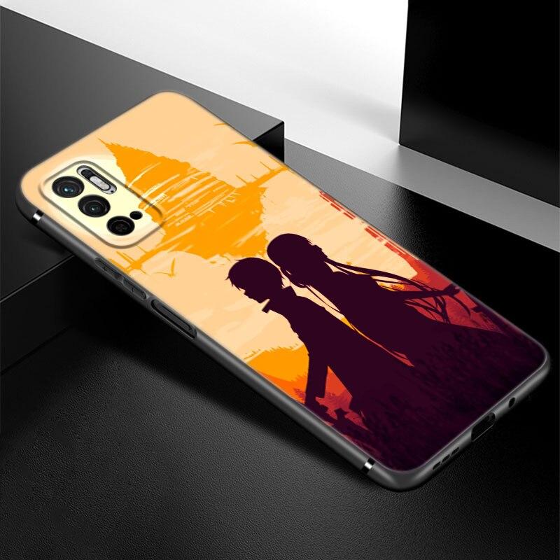Anime Kirito ve Asuna telefon kılıfı Xiaomi Redmi için not 7 8 8T 9 9S 10 10S 10T 11 11S 4G 11E 11T Pro 5G yumuşak TPU siyah kapak