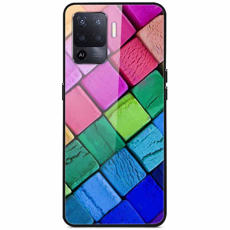 Tempered Glass Case For Oppo Reno5 Lite Hard Back Cover for Oppo Reno 5 Lite Luxury Painted Reno5Lite Funda 6.43'' Shockproof
