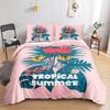 Animal Flamingo King Queen Duvet Cover Cartoon Pink Tropical Bird Bedding Set for Kids Teens Aduls Blue Soft 2/3pcs Quilt Cover