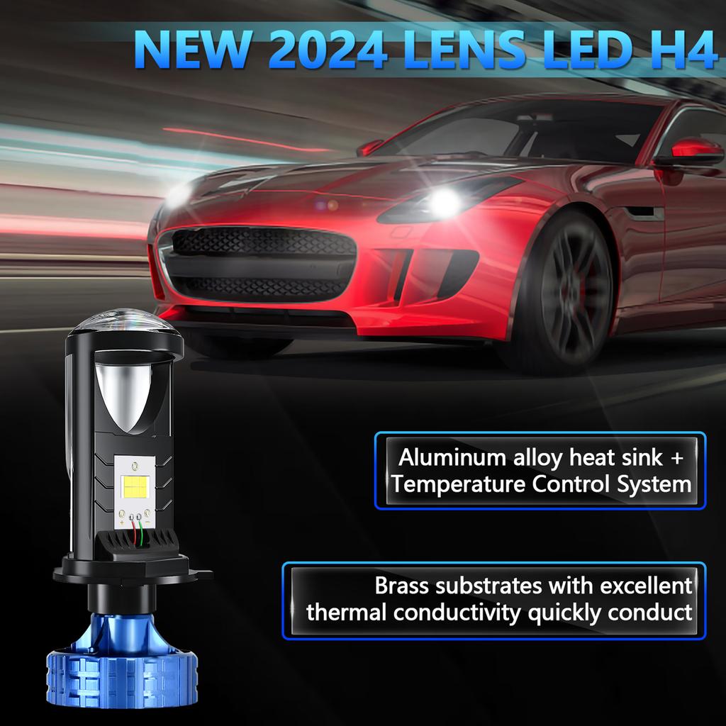 H4 LED Headlight Bulbs, 20000LM 60W Super Bright LED Headlights Conversion Kit 6000K White Light
