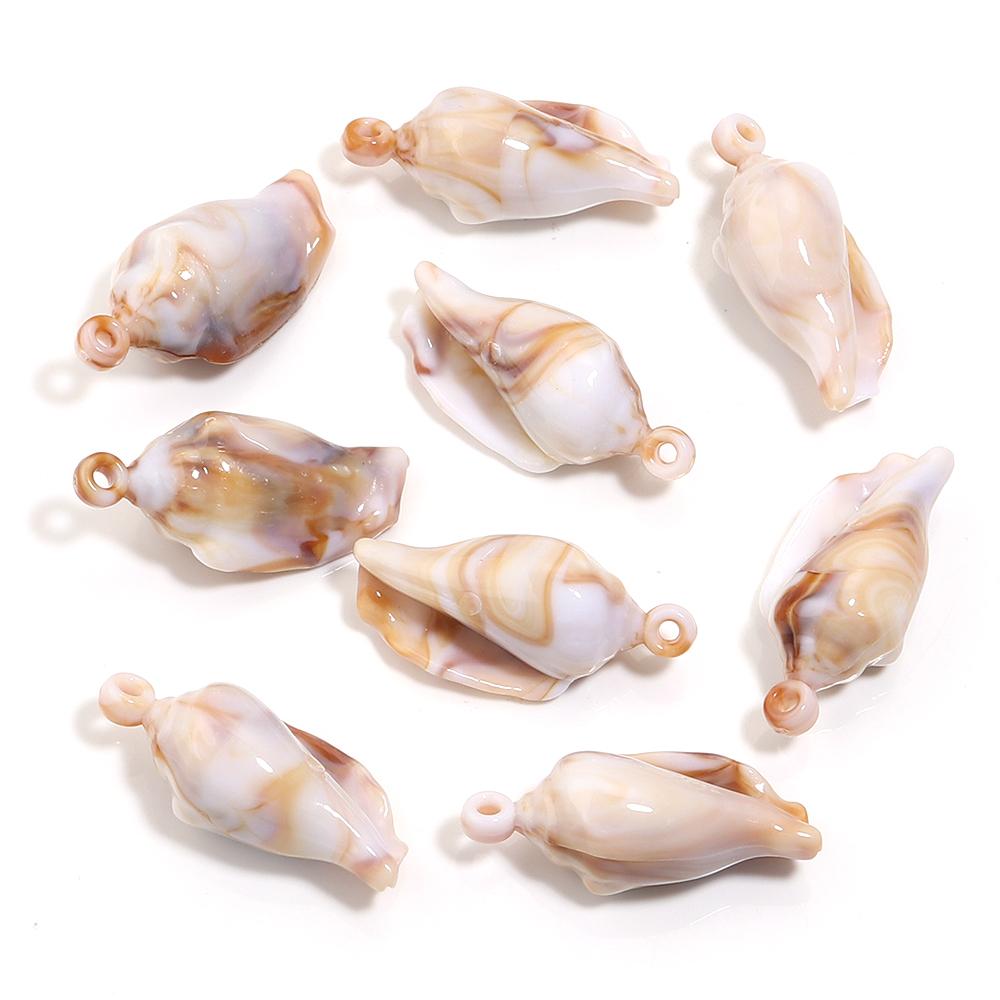 10-100pcs Natural Shell Acrylic Beads Ocean Light Brown  Seashell Pendants For Jewelry Making DIY Bracelets Keychain Accessories