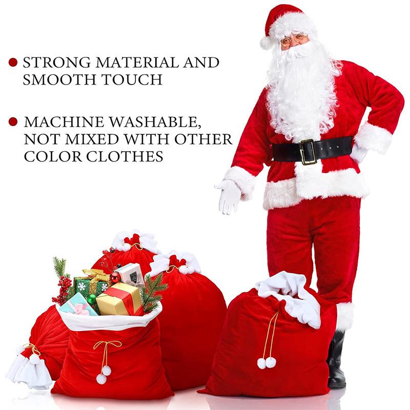 1PC with Drawstring Cord for Xmas Present Toys Sack Bags 70x50cm Velvet Large Santa's Present Santa Claus Bags Christmas