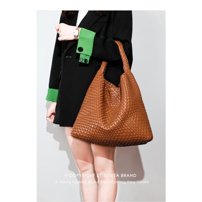 Dameveske Vintage Skulderveske med stor kapasitet underarmsveske Håndvevd veske Tekstur Trend veske