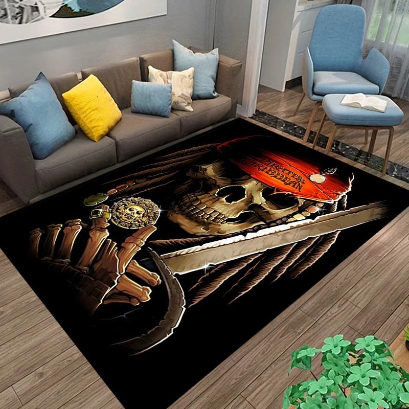 15 Sizes Skeleton Sea Pirate Pattern Rug Carpet for Living Room Bathroom Mat Creative Doormat Carpet for Bedroom Home Decor cool