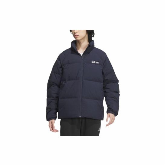 Adidas Stylish Versatile Letter Warm Long-sleeve Down Jacket Unisex Legendary Ink Blue JL9585