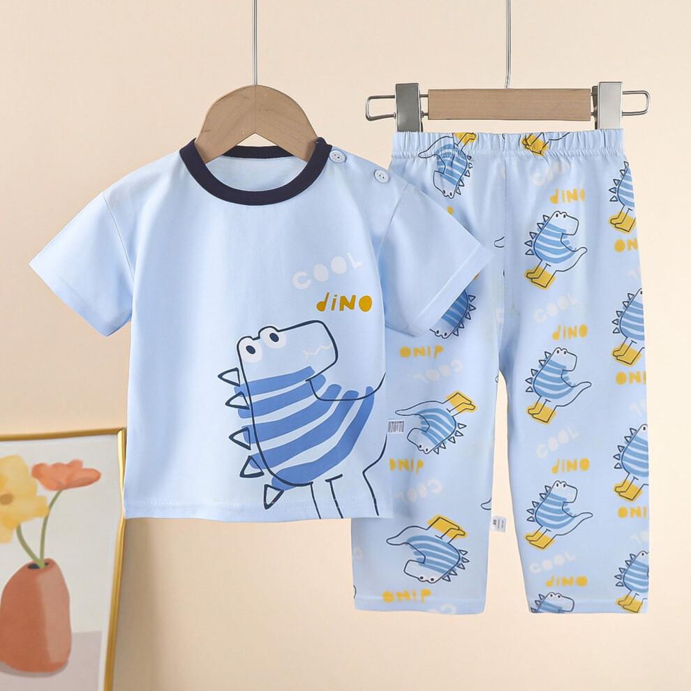 Toddler Boys Girls Summer Cartoon Printed Short Sleeved Tops And Shorts 2PC Children Outfits Suits, 4-5 Years