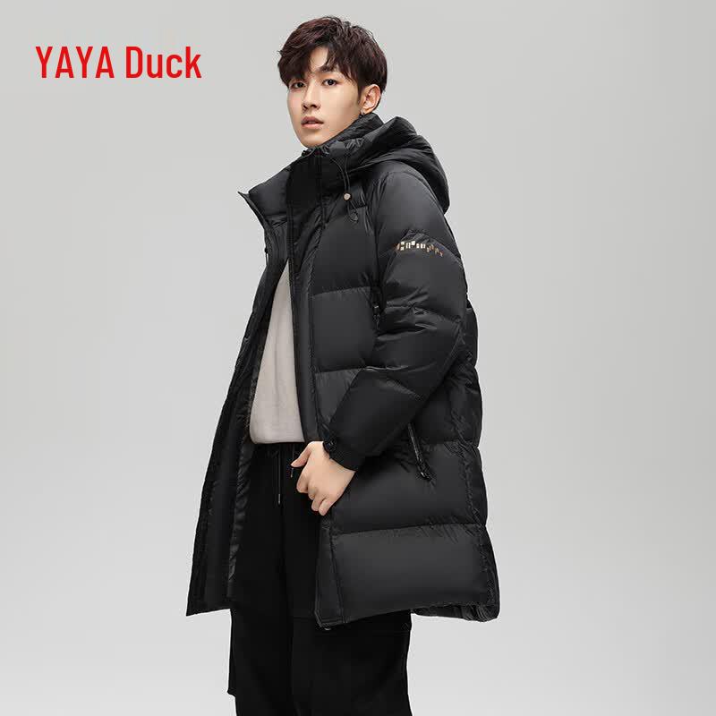 Men s Mid-length Thick Hooded Goose Down Puffer Jacket M
