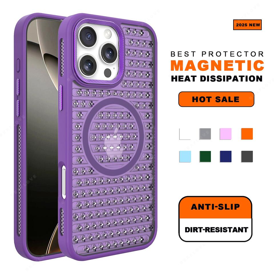 Magnetic Honeycomb Heat Dissipation Phone Case for iPhone 14 15 16 Plus 11 12 13 16 Pro Max Magsafe Matte Hard Protector Cover