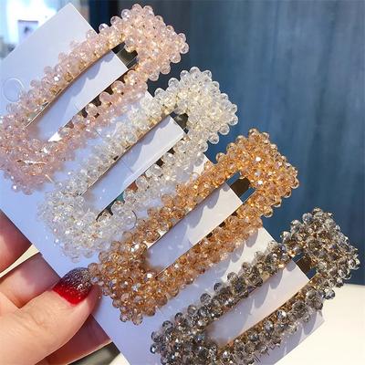 Elegant Head Jewelry Women Hairpins Crystal Beads Handmade Snap Barrettes Clip Fashion Decoration Hair Accessories Wedding Gifts