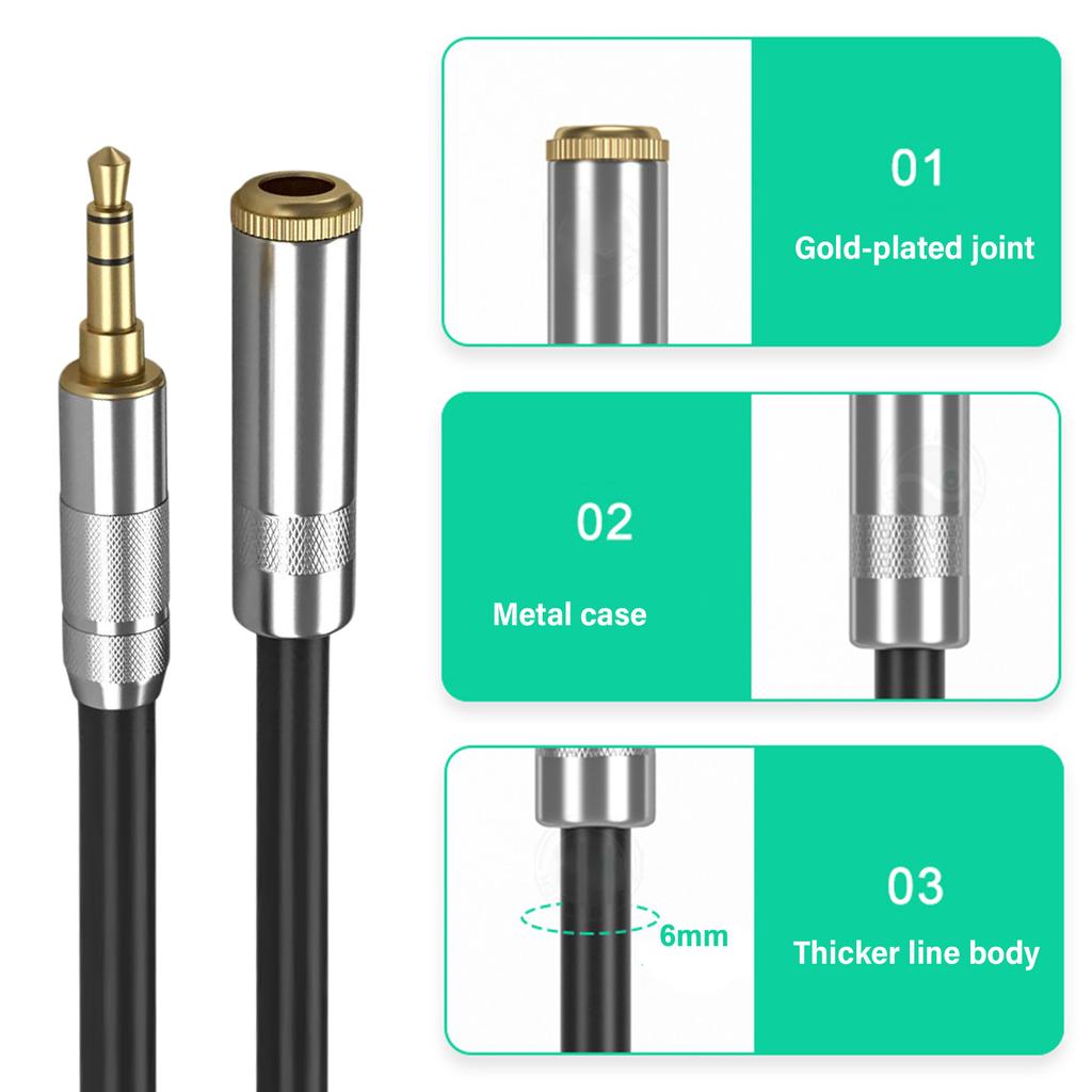 Professional 3.5mm Cable for Microphones and Phones Male to Female Connectors Wire 3.5 AUX Cord Multiple Length