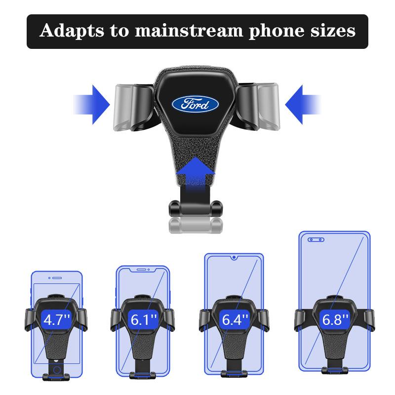 AKM1 Gravity Car Phone Holder Air Vent GPS Stand Accessories For Ford F150 Ranger Fiesta Focus Transit Mustang Mondeo MK2 MK Ecosport
