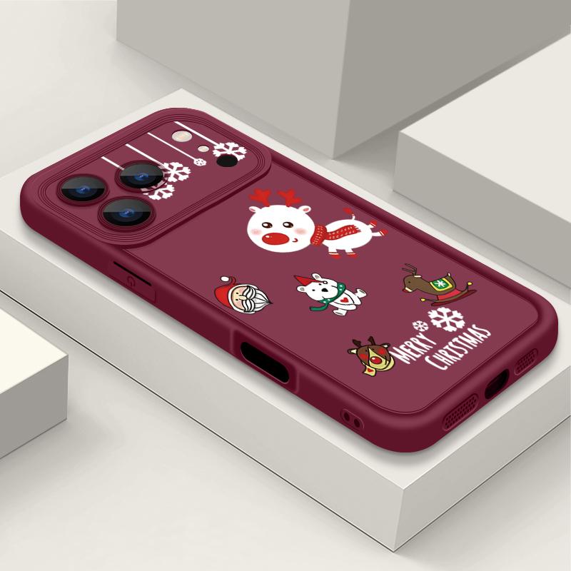 Cartoon Christmas Elk Pattern Case For iPhone 17 Air 16e 16 15 14 Pro Max 13 17 Pro Max 17 Pro 17 Shockproof Soft TPU Silicone Phone Cover Funda
