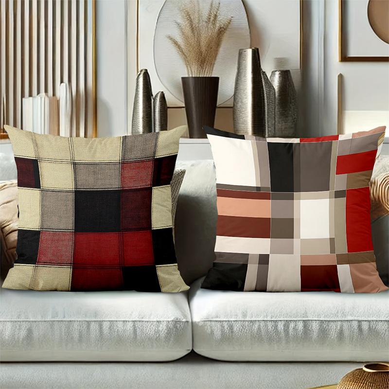Multicolored Checkered Cotton Linen Sofa Cushions Polyester pillowcase, sofa decorative cushion cov Headboard Pillow