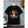 Boys Crewneck T-Shirt, Cool Skateboard Music Capybara Graphic Soft Breathable Short Sleeve Top