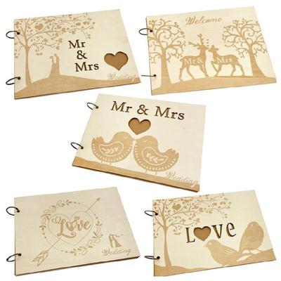 Wedding Guest Book Rustics Message Book Wood Album Anniversary Party Supplies