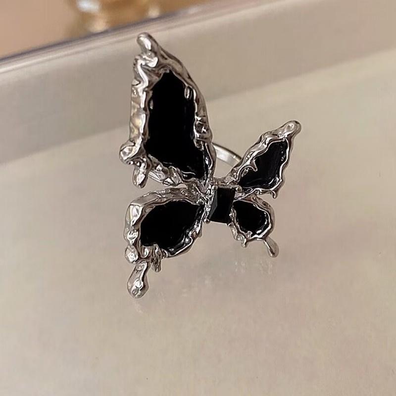 Black Butterfly Iron Bone Fun Inel reglabil exagerat