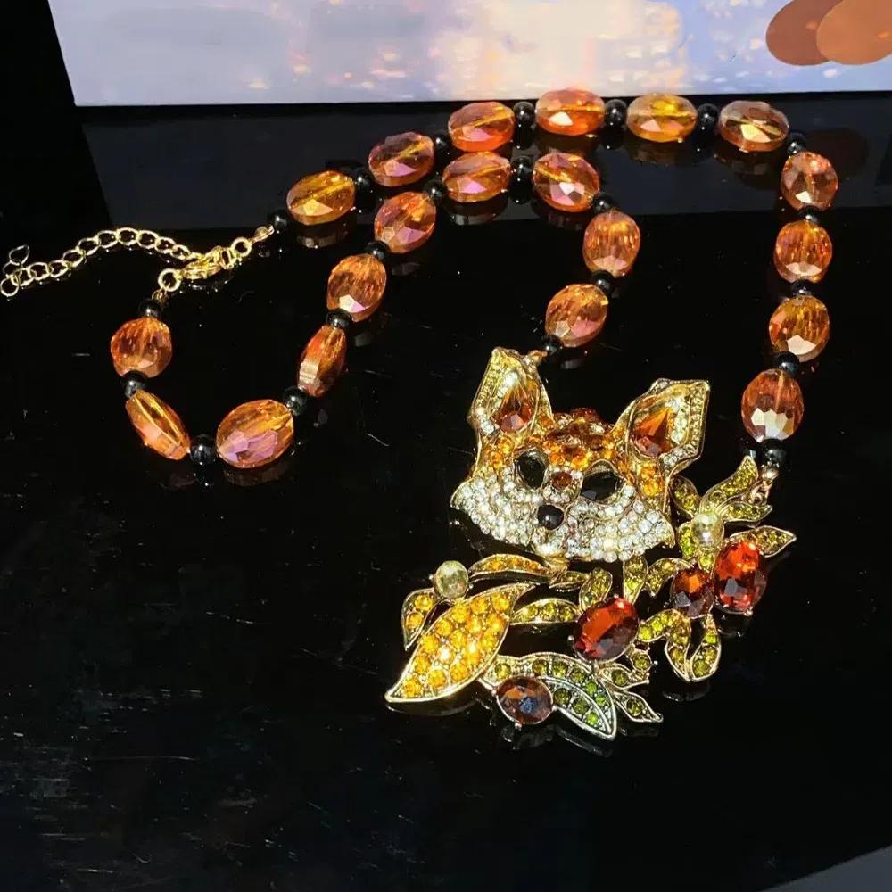 Beaded Rhinestones Pendant Necklace Exaggerated Collarbone Chain Women Party
