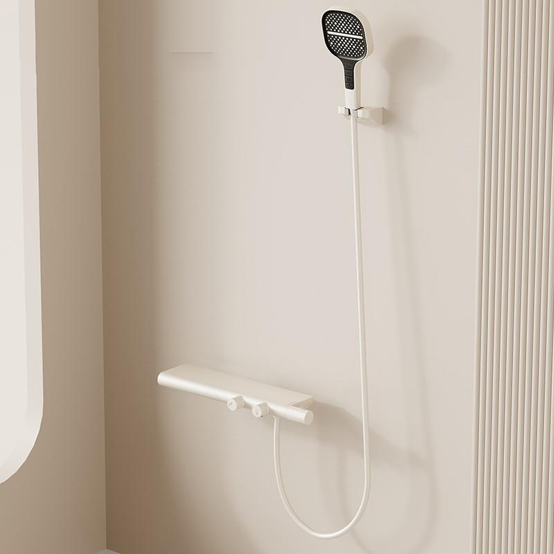 New Arrival Tuqiu White Bathtub Shower Set Wall Mounted Gray Bathtub Faucet Thermostatic White Bath and Shower Mixer Taps Brass