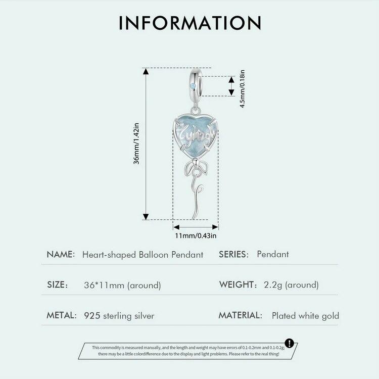 WOSTU 925 Sterling Silver Openable Heart-shaped Balloon Charms Forever Love Pendant Fit Original Bracelet for Valentine's Gift