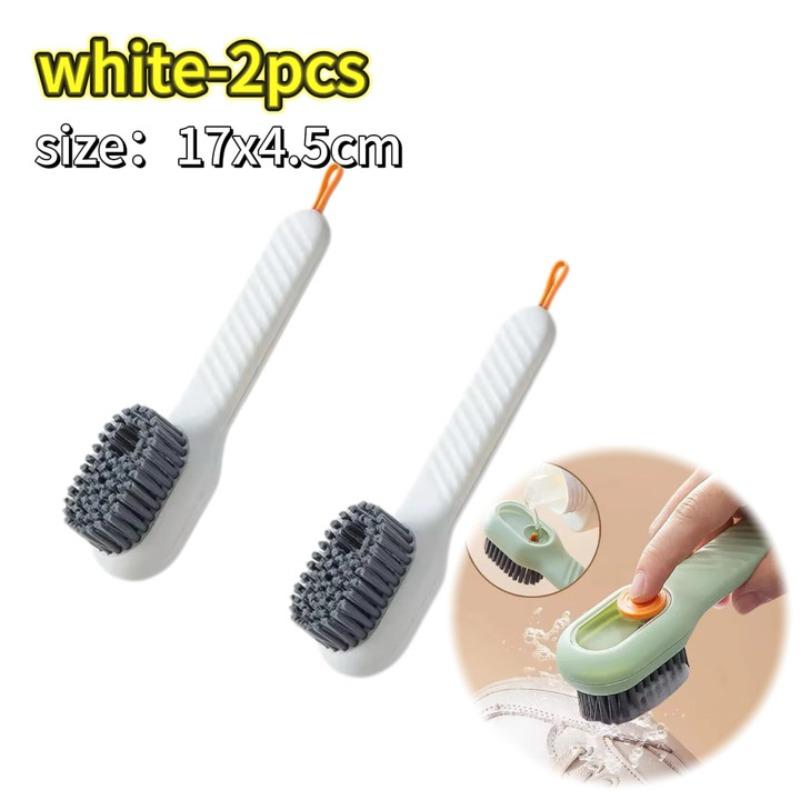 Multifunction Cleaning Shoe Brush Soft Automatic Liquid Shoe Brush Long Handle Clothes Soap Brush with Hook Clean Tool