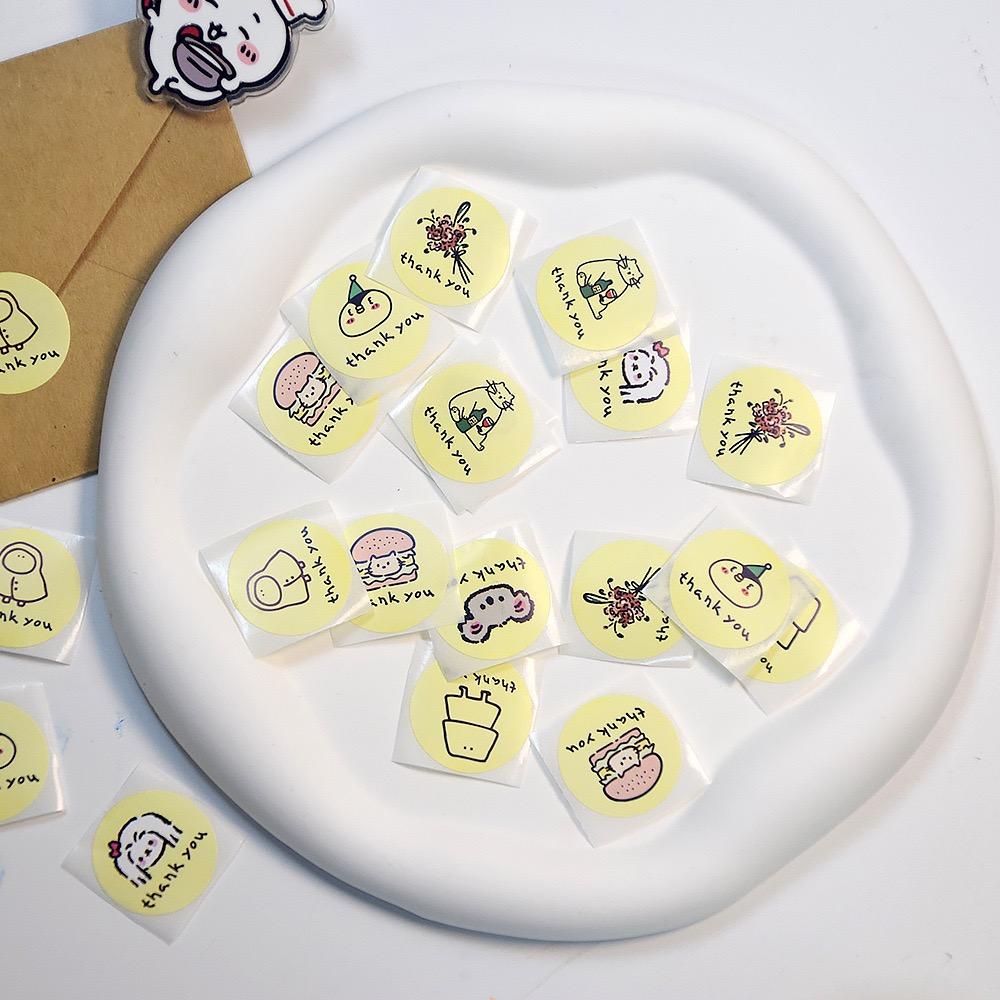 500 PCs/roll 1 Inch Cartoon Stickers, Cute Thank You Stickers for Gift Wrap, Envelope Closure, Diy Decoration