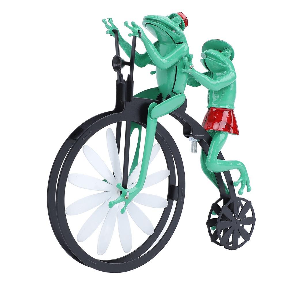 7pcs Spinning Front Wheel Garden Wind Spinner Iron Wind Spinner Frog Ornament Housewarming