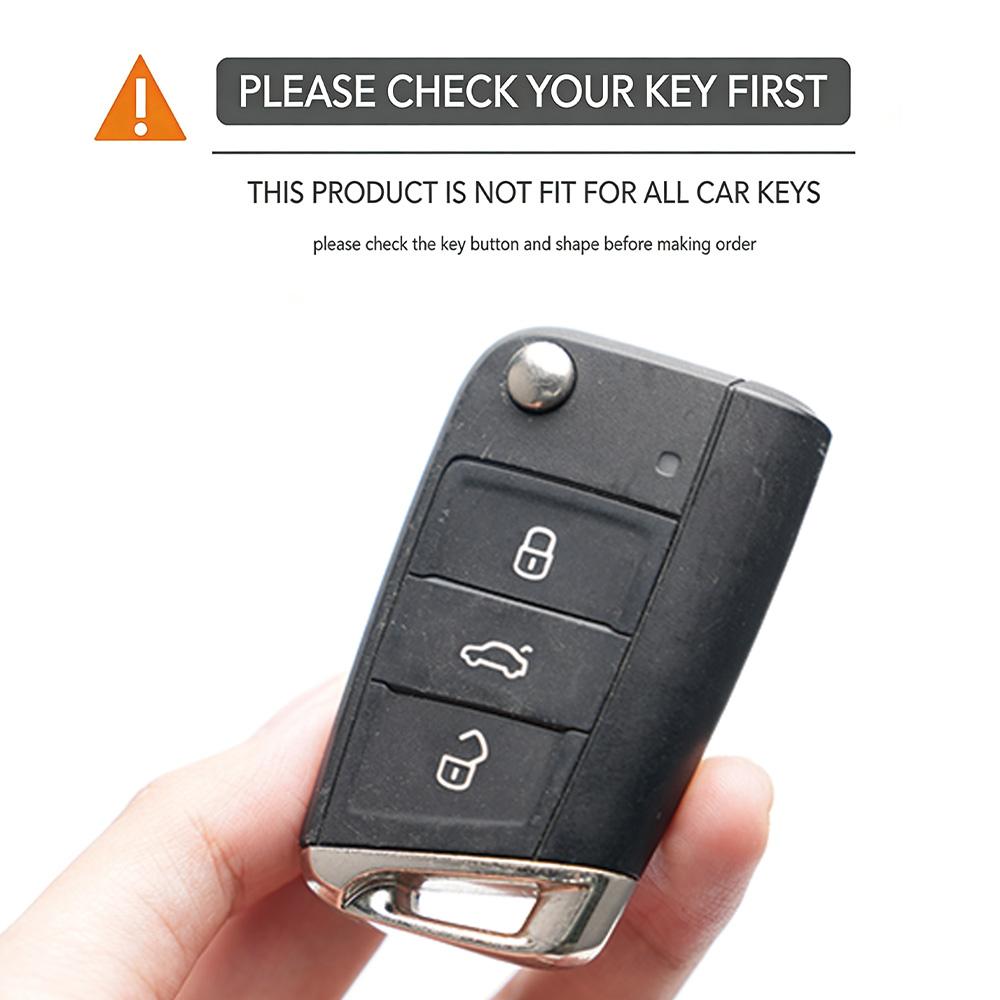 Zinc Alloy Leather For Vw Golf 7 Gti Polo T-Roc Touran Tiguan Skoda Octavia Rapid Kodiaq Fabia Seat Ibiza Leon Car Key Cover