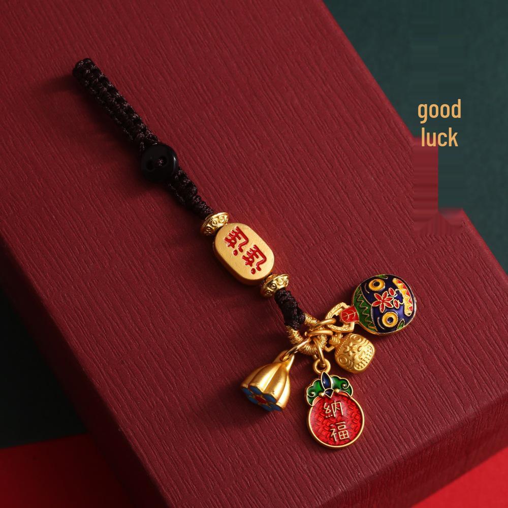 Goldener Glücksschlüsselanhänger: Reichtumsgott verschlingt Goldtier für Familie, perfekt als Auto- oder Handyanhänger.