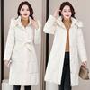 Down cotton jacket women's 2025 winter new Korean cotton jacket waist-cinched mid-length thickened slimming hooded jacket