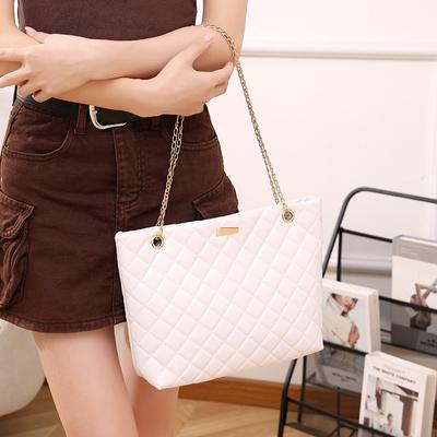 Borsa Tote Ragazza Fresca e Dolce Borsa a Tracolla a Catena con Ricamo Classico a Rete Diamantata Borsa da Shopping Portatile