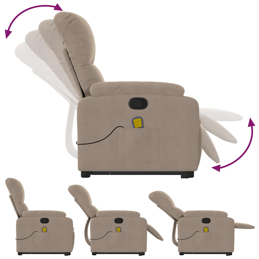 Vidaxl Lift-Up Massage Chair, Reclining, Taupe, Microfiber