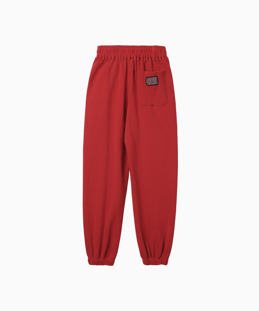 Minasu Track Logo Waffle Jogger Pants_Red