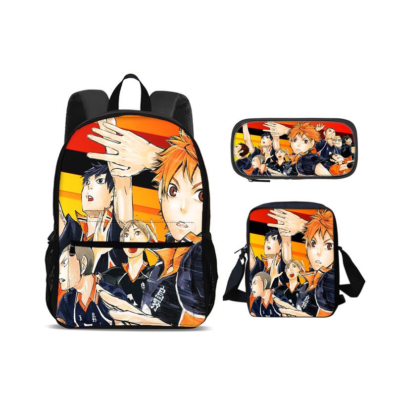 Haikyuu backpack pencil case shoulder bag 3Pcs Set printed new large capacity student boy and girl best birthday gift for school