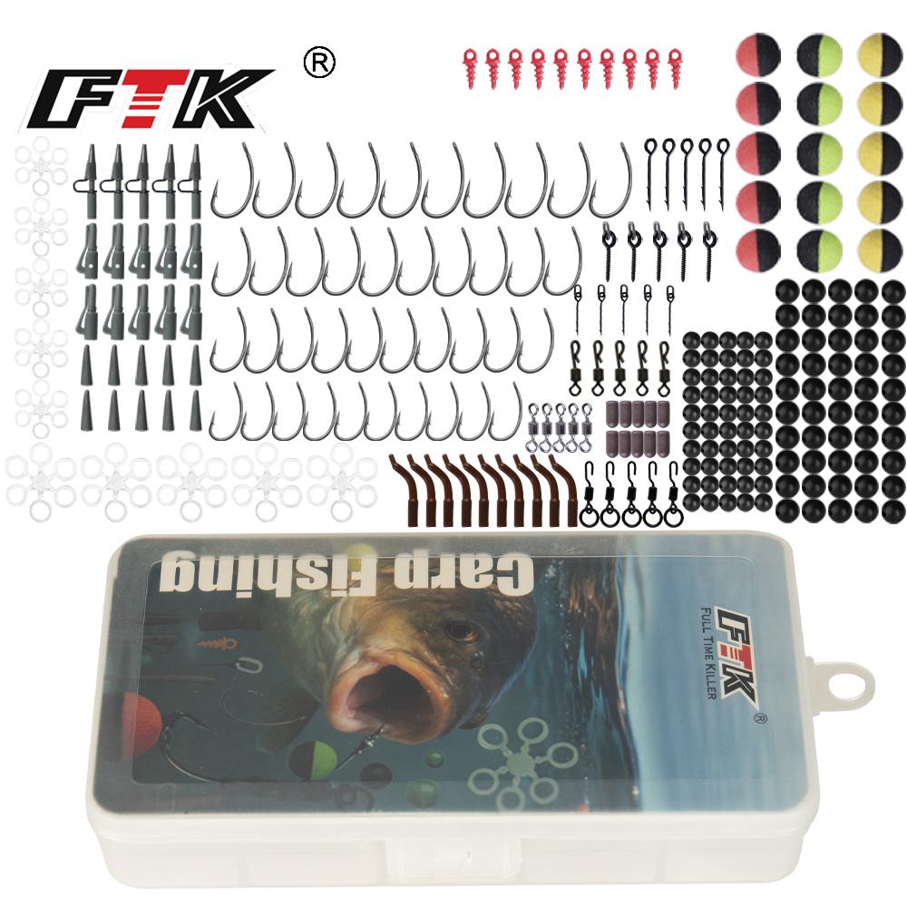 FTK 255-teiliges Angelzubehör-Set mit Sicherheitskarabiner, Sprengring, Wirbel, Laufblei für Karpfenfischen, Zubehör für Laufbleie