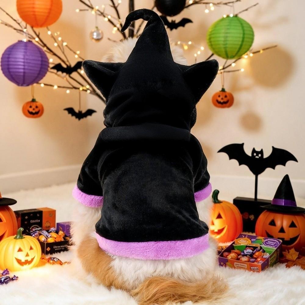 Breathable Witch Hat Dog Hoodie Soft Fabric Dog Hoodie Sweatshirt Pet Cosplay Costume Daily Wear