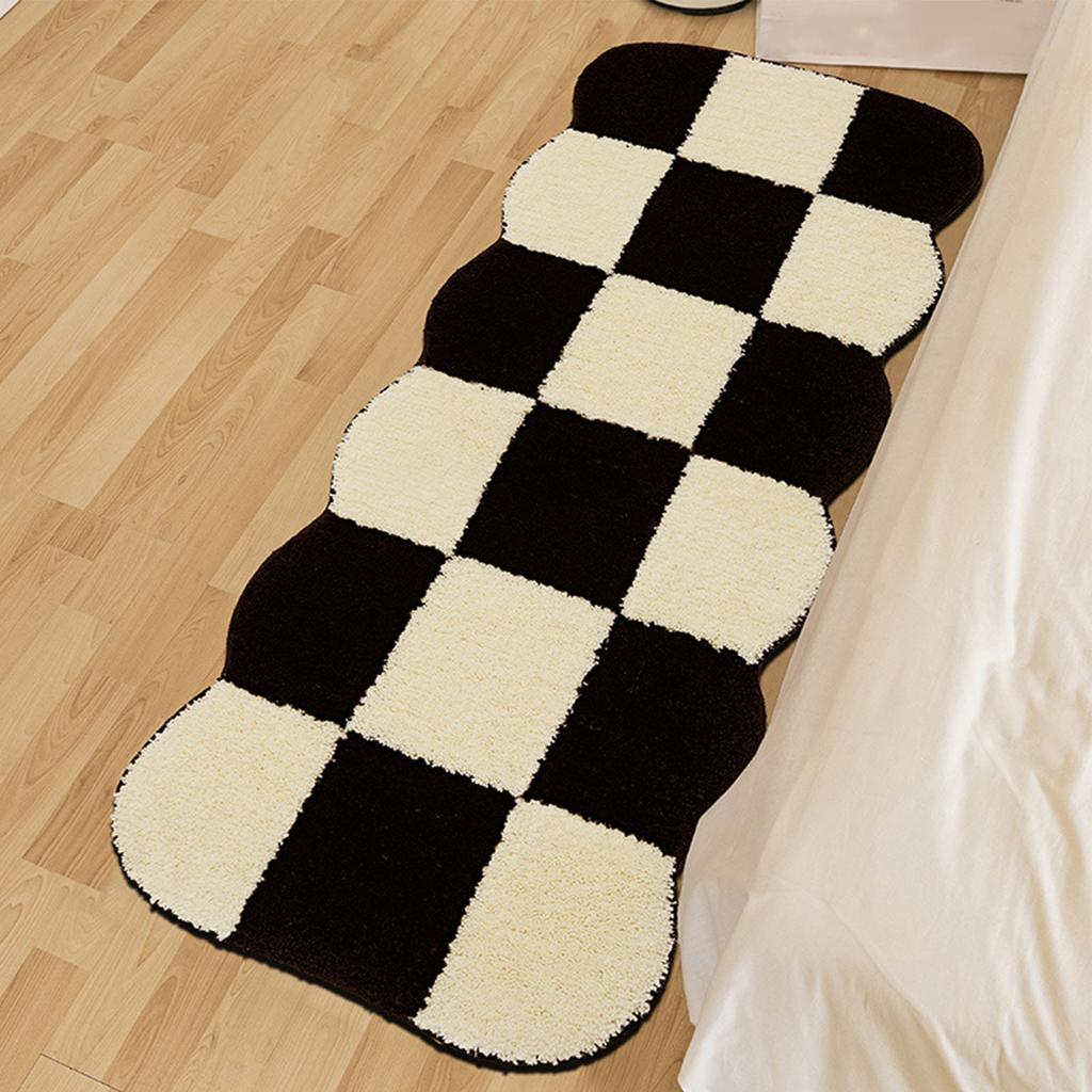 Runner Rug Black White Plaid Pattern Vintage Style Water Absorbent Stain Resistant Runner Carpet for Home Room Type1