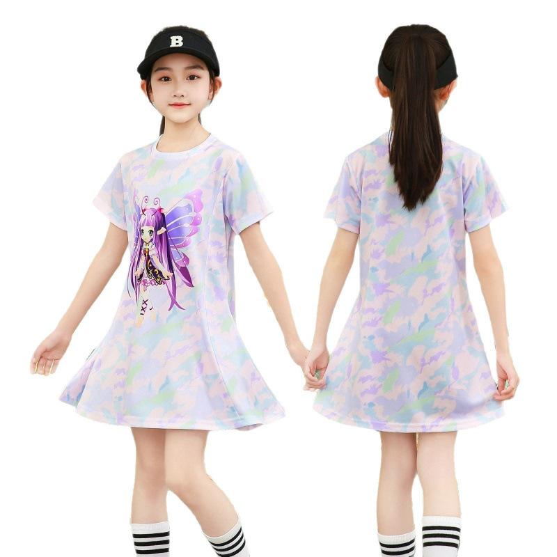 Children'S Girl Summer Princess Dress Girls Fashion Cute Thin Short-Sleeved Dress Outside Performance Clothes
