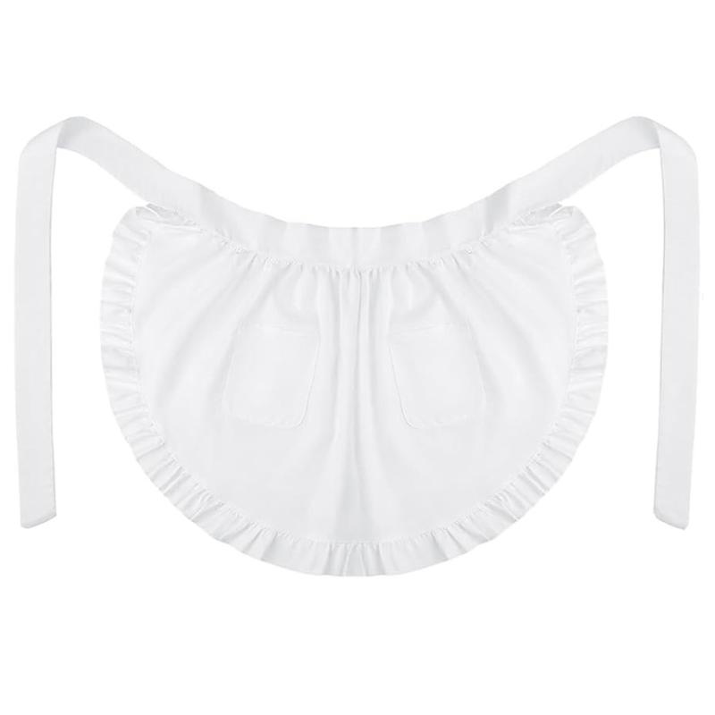 3 Pcs Colonial Apron Pilgrim Costume Set Colonial Costume Set White Mobs Caps Half Apron for Girl Maid Costume Cosplay