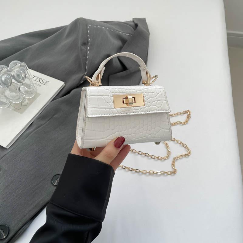 Solid color texture stone pattern fashionable new retro temperament simple summer casual shoulder portable small square bag