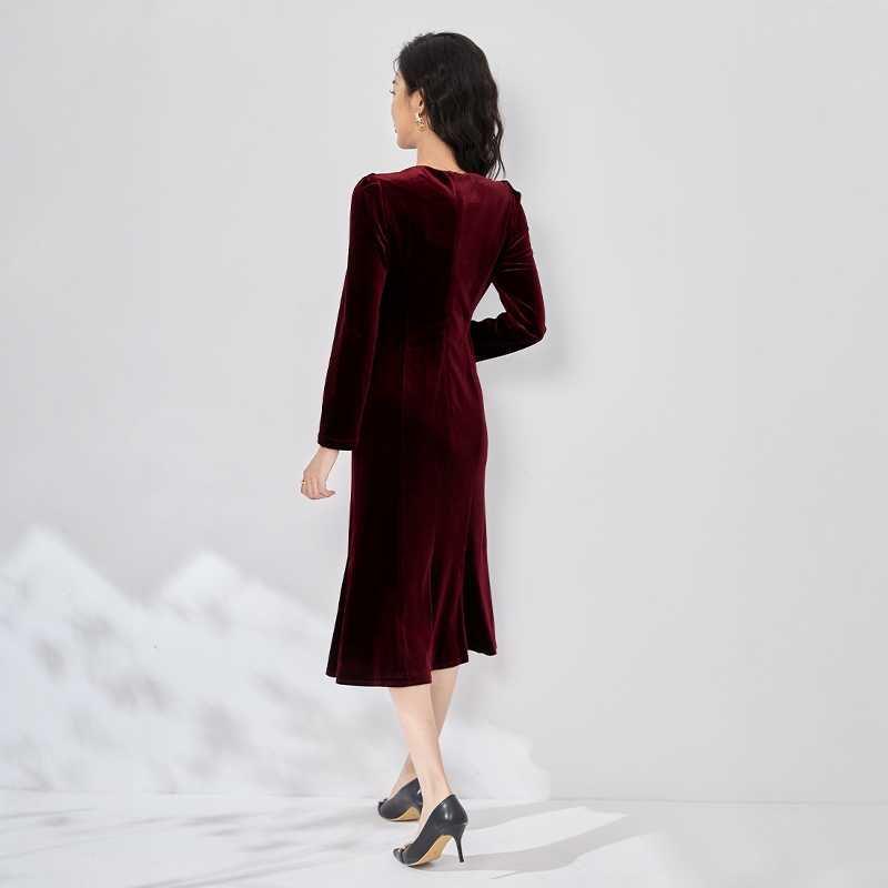 Elegantes einärmeliges Retro-Samt-Bodycon-Meerjungfrauenkleid - Herbst 2025 Kollektion