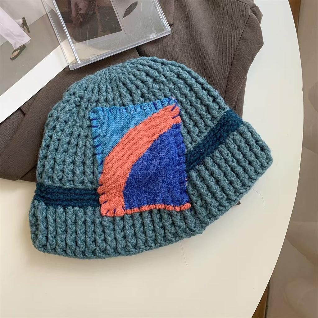 Handmade Warm Fisherman's Hat for Women, A Rare and Versatile Bucket Hat for Autumn and Winter, A Multi-color Thick Woolen Knitted Hat