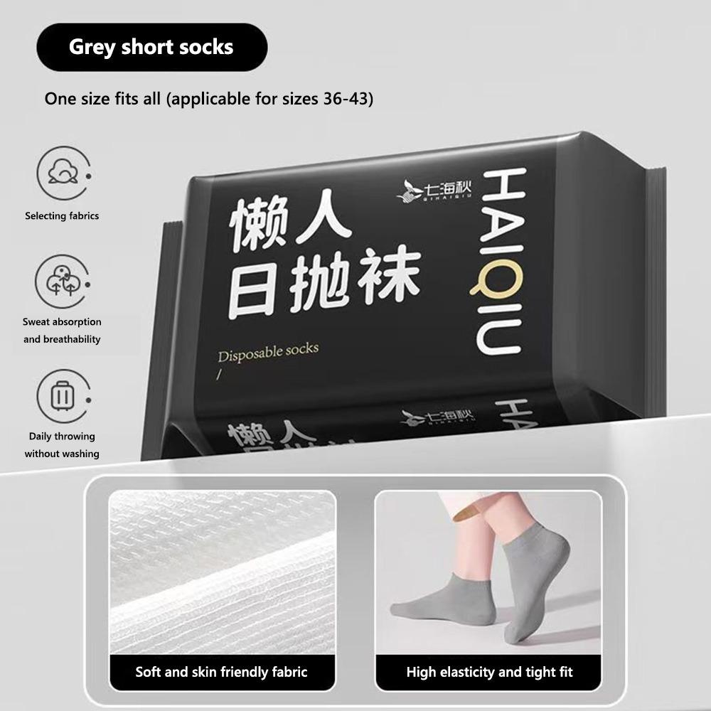 

36-43 Disposable Socks White Black Grey Travel Supplies Socks Disposable Stocking on Business Socks-Grey
