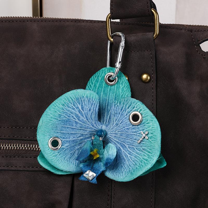 Sweet Creative Phalaenopsis Orchid Keychain Exquisite Simulation Flower Pendant Key Ring Handbag Hangings Decoration Gifts